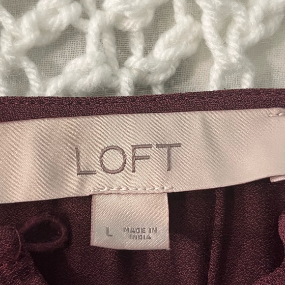 Loft large burgundy dress with lace cutouts upper arms - Picture 5 of 5